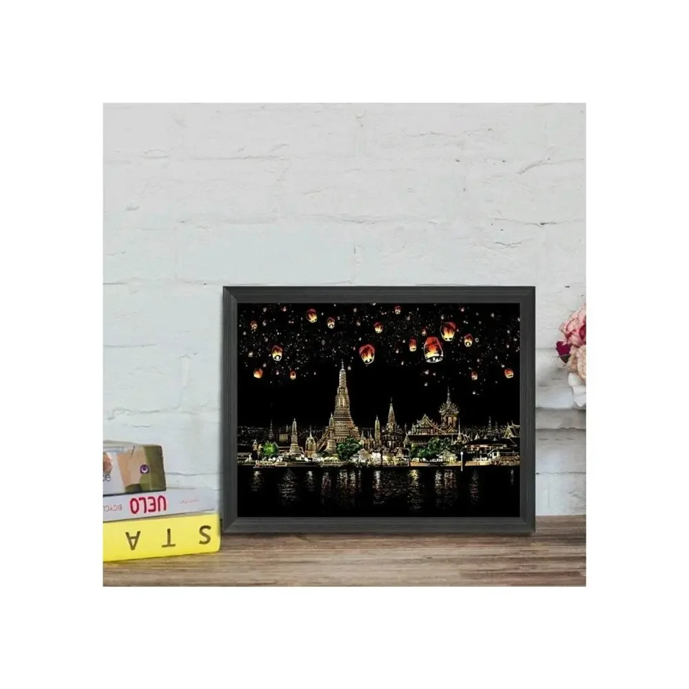 2 Pack Scratch Art Rainbow Painting Paper, Sketch Pad DIY Night View...